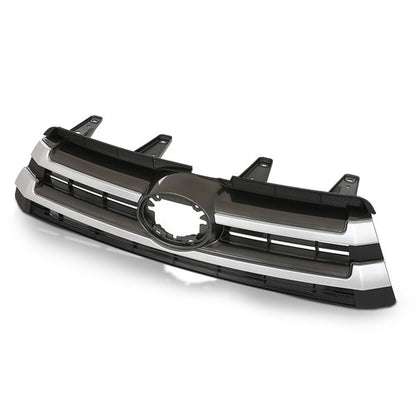 Solid Spare Front Bumper Upper Grille Black & Chrome Fit For 17-19 Toyota Highlander