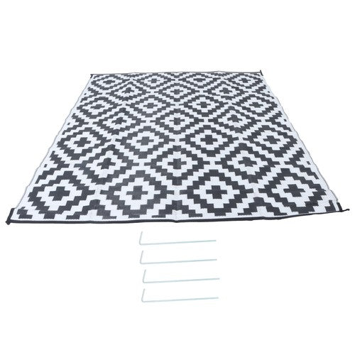 Solid Spare Black & White Outdoor Waterproof Plastic Rug For Camping Outdoor Carpet 8x10ft