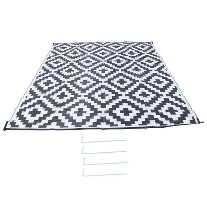Solid Spare Black & White Outdoor Waterproof Plastic Rug For Camping Outdoor Carpet 8x10ft