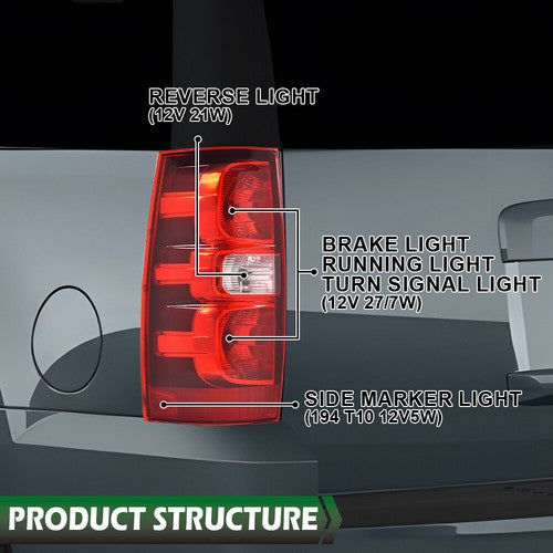 Solid Spare Tail Lights Brake Lamps Left+Right Fit For 07-14 Chevrolet Suburban Tahoe
