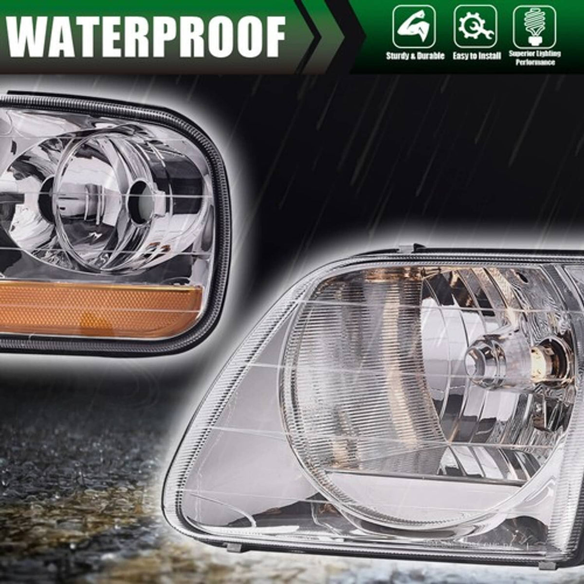 Solid Spare Pair Headlights & Parking Corner Lights Fit For 97-03 Ford F150/99-02 Expedition