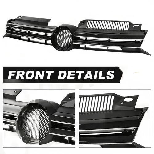For 2010 2011-2014 VW Volkswagen Golf MK6 GTI Jetta Sportwagen Upper Black Grill