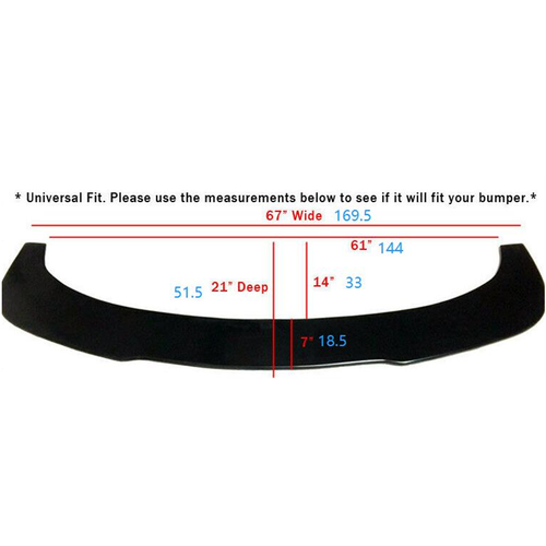 Solid Spare Universal 67’’ x 21’’ Front Bumper Lip Flat Splitter Plate Under Panel Diffuser