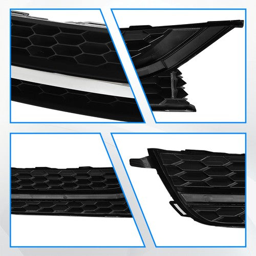 Front Bumper Lower Grille & Fog Light Bezel Cover LH+RH Fit 2012-2015 VW Passat