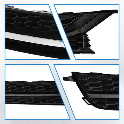 Front Bumper Lower Grille & Fog Light Bezel Cover LH+RH Fit 2012-2015 VW Passat