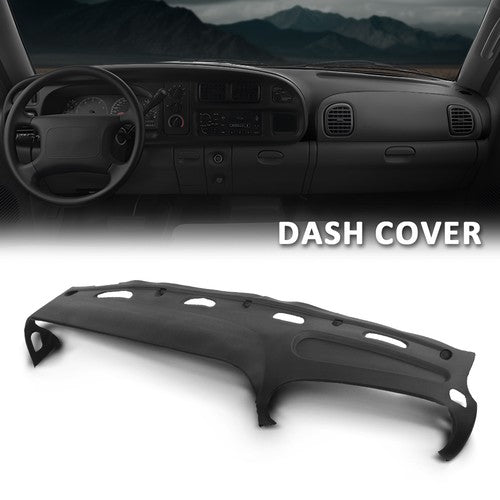 Solid Spare TPE Dash Cover Fit For 98-02 Dodge Ram 1500 2500 3500 Dashboard Overlay Black