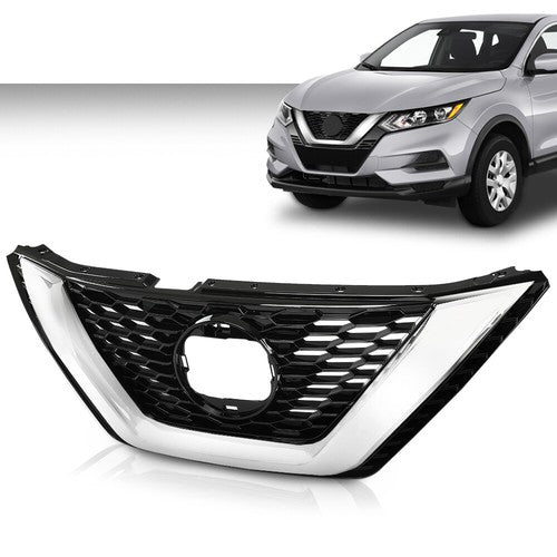Solid Spare Fit For 20-21 Nissan Qashqai Rogue Sport Front Upper Grille Assembly Chrome