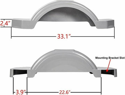 Solid Spare Set Of 2 Single Axle Trailer Fenders w/ Steps For 12" Wheels Tires Skirt Boat