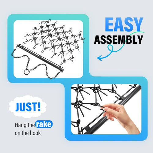 Solid Spare Steel Drag Harrow 4X4FT Heavy Duty Chain For ATV UTV Tractor Leveling Grading