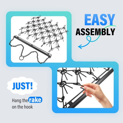 Solid Spare Steel Drag Harrow 4X4FT Heavy Duty Chain For ATV UTV Tractor Leveling Grading