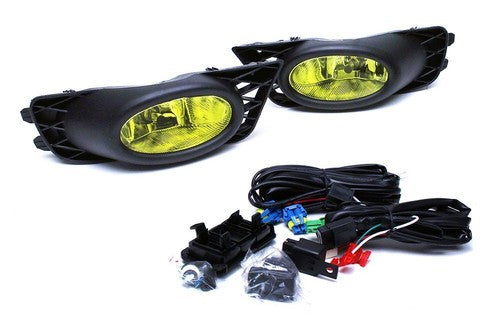 Pair Yellow Lens Fog Lights Kit & Front Bumper Grille For 09-11 Honda Civic 4Dr