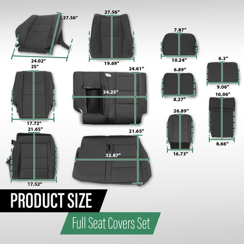 Solid Spare Fit For 2011-2019 Jeep Grand Cherokee Front & Rear Full Set Seat Covers Replace