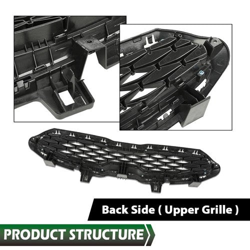 Solid Spare Front Upper Grille+Radiator Sight Cover Assembly Fit For 2019-2021 Kia Forte