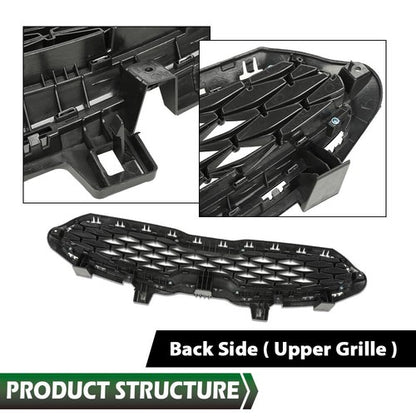 Solid Spare Front Upper Grille+Radiator Sight Cover Assembly Fit For 2019-2021 Kia Forte