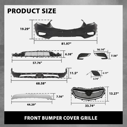 Solid Spare Front Bumper Cover Grille Kit Fit For 2017 2018 2019 2020 2021 2022 Buick Encore
