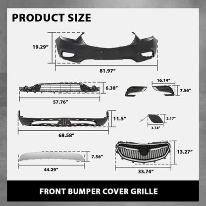 Solid Spare Front Bumper Cover Grille Kit Fit For 2017 2018 2019 2020 2021 2022 Buick Encore