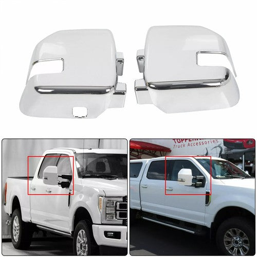 Solid Spare Full Chrome Mirror+ Handle Cover For Ford F250 F350/450/550 Super Duty 2017-2022