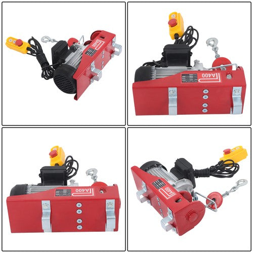 Solid Spare Mini Electric Hoist PA400 880lbs 14ft/4.2m Wired Remote Control Ring Axle Belt