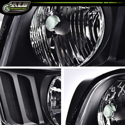 Solid Spare Headlights For 2005 2006 2007 2008 2009 Ford Mustang Black Housing CLear Lens