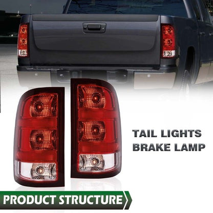 Solid Spare Fit For 07-13 GMC Sierra 1500 2500 3500HD Rear Tail Lights Brake Lamps Assembly