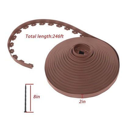 Solid Spare 246 feet Garden edge lawn grass stone isolation strip 2 inches high