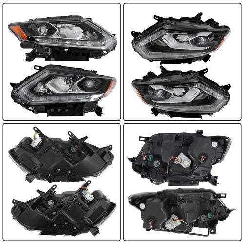 Solid Spare For Nissan Rogue 2014-2016 Headlights LED Type Clear Lens Passenger&Driver Side