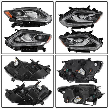 Solid Spare For Nissan Rogue 2014-2016 Headlights LED Type Clear Lens Passenger&Driver Side