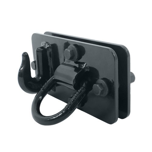 Solid Spare 2 Pack Tractor Bucket Hooks with Tie down Ring, Grade 70 Forged Steel Black