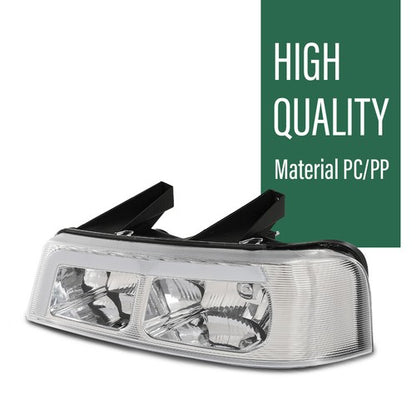 Solid Spare LED DRL Headlights Chrome Fit For 2003-2023 Chevrolet Express GMC Savana Van