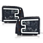 Solid Spare Fit For 05-07 Ford F250 F350 Super Duty LED DRL Smoke Lens Black Headlights