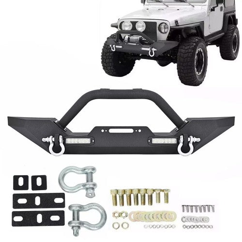 Solid Spare Front Bumper W/ Winch Plate D-Rings Rock Crawler For Jeep Wrangler 87-06 TJ YJ