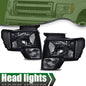 Solid Spare Fit For 2009-2014 Ford F150 F-150 Pickup Smoke Lens Black Headlights Lamps