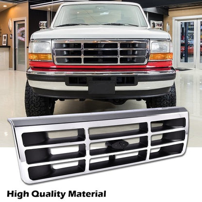 Solid Spare Front Bumper Grille Grill Fit For 1992-1996 Ford Bronco F150 F250 F350 Pickup