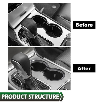 Solid Spare Fit For 11-21 Jeep Grand Cherokee Carbon Look Gear Shift Cup Holder Cover Trim