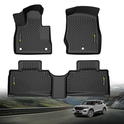 Solid Spare 3D Molded Floor Mats Fit For 2020-2024 Ford Explorer All Weather TPE Car Liners