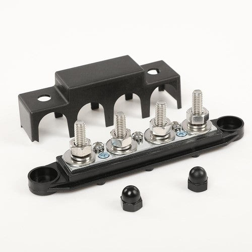 Solid Spare Black 12V 250A 4 Post Busbar Bus Bar Power Distribution Block With Cover 5/16"