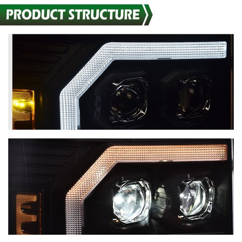 Solid Spare Fit For 07-13 GMC Sierra 1500 2500HD 3500HD LED DRL Projector Headlights