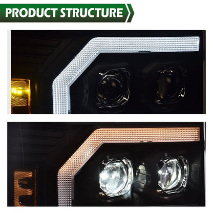 Solid Spare Fit For 07-13 GMC Sierra 1500 2500HD 3500HD LED DRL Projector Headlights