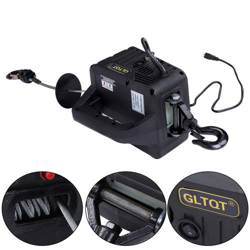 Solid Spare 1500W 2-in-1 Portable Electric Hoist Power Winch 1100 lbs Wired Remote Control