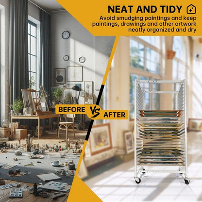 Solid Spare Drying Rack Screen Printing with Brake Wheels Adjustable Aluminum