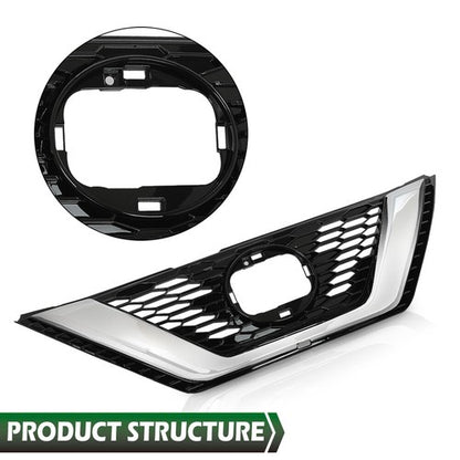 Solid Spare Fit For 20-21 Nissan Qashqai Rogue Sport Front Upper Grille Assembly Chrome