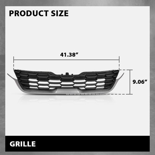 Solid Spare Fit For 20-23 Kia Seltos Front Bumper Upper Grille Grill Black+Chrome 86350Q5300
