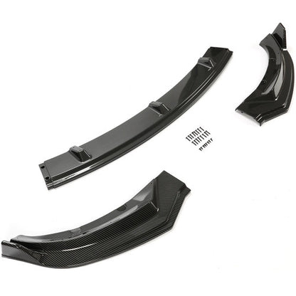 Solid Spare Front Bumper Body Lip Set For 2017-2023 Tesla Model 3 Carbon Style Splitter 3Pcs
