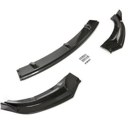 Solid Spare Front Bumper Body Lip Set For 2017-2023 Tesla Model 3 Carbon Style Splitter 3Pcs