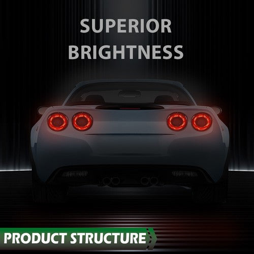 Solid Spare 4pcs LED Tail Lights Brake Lamps Fit For 05-13 Chevrolet Corvette C6 Coupe Black