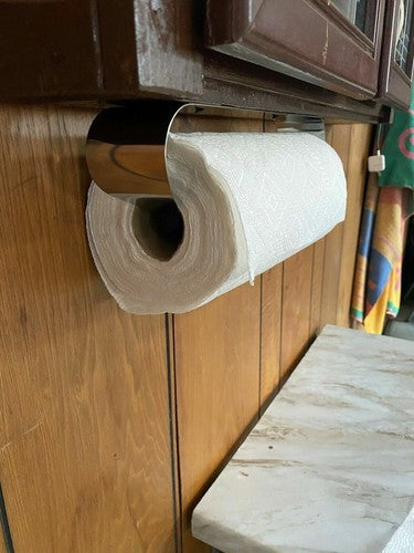 Solid Spare Paper Towel Holder Under Cabinet Wall Mount Roll Rack for Kitchen Bathroom