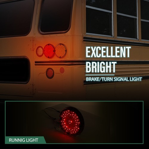Solid Spare Tail Light Fit For School Bus Transit Vehicles Refuse Hauler 7" Round 47-LED Red