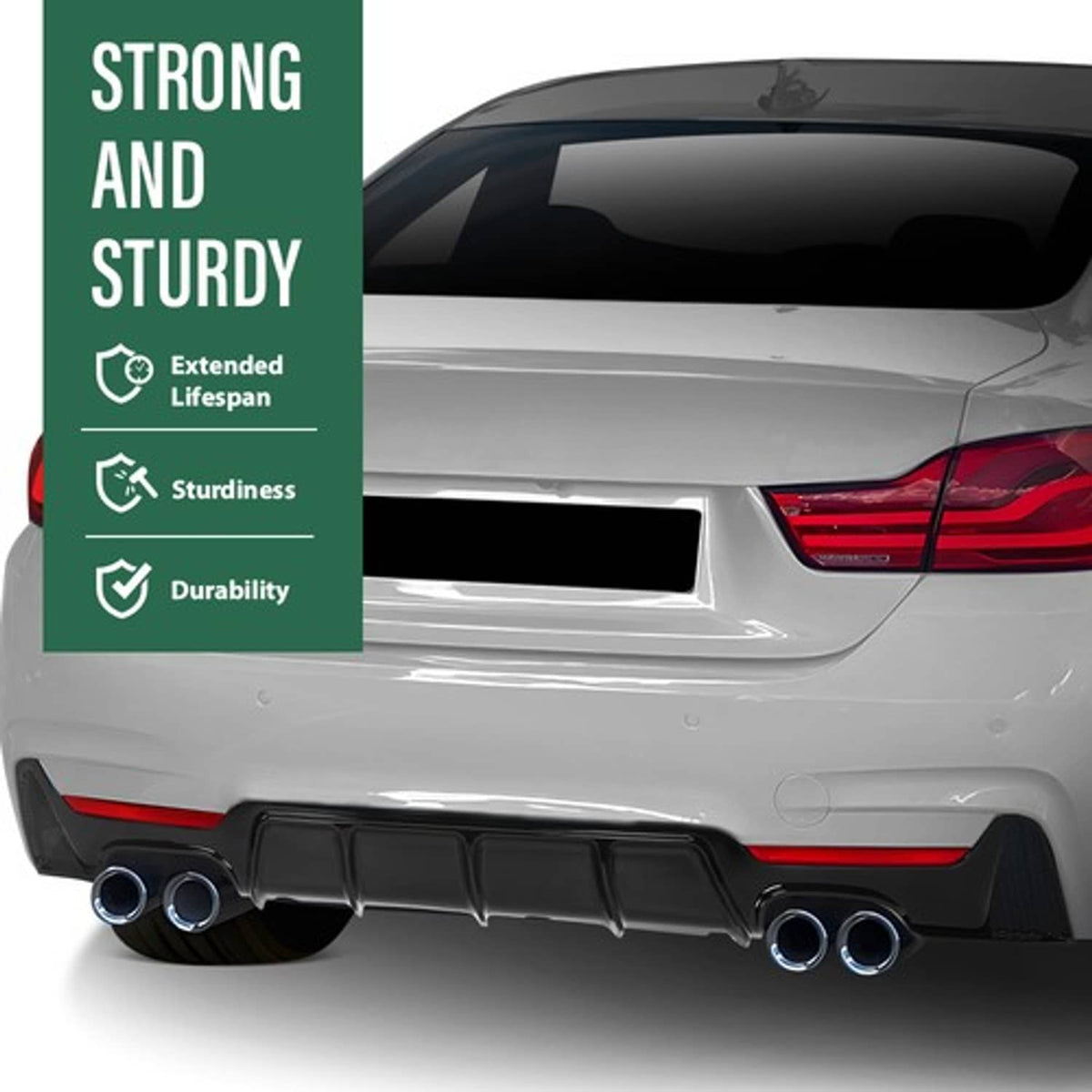 Solid Spare Rear Bumper Diffuser Quad Exhaust Fit For 14-20 BMW F32 F33 F36 4 Series M Sport