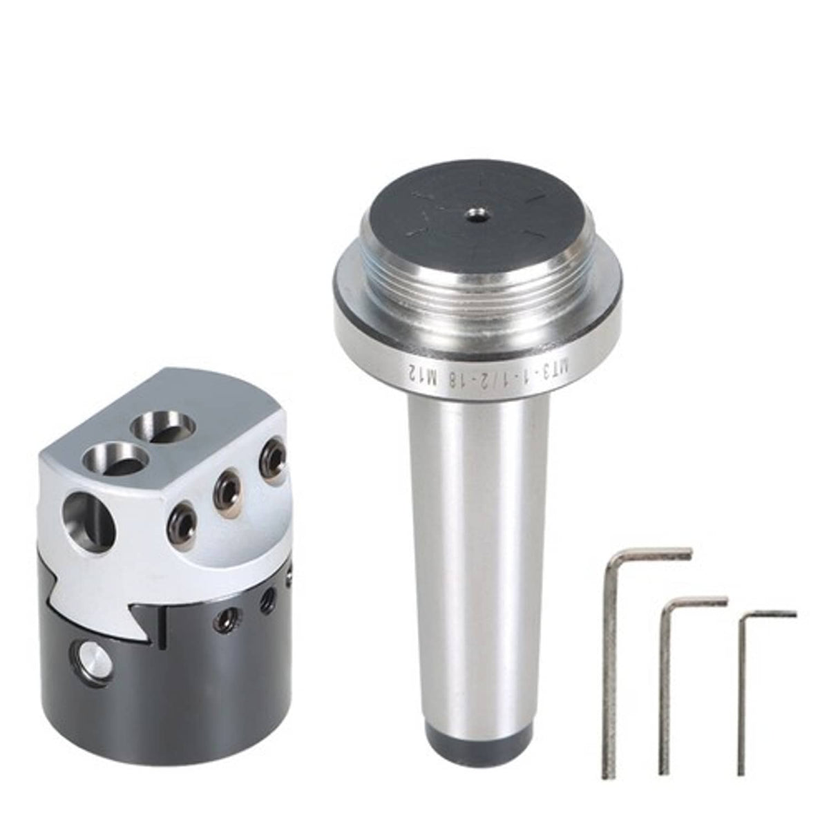 Solid Spare MT3-M12 Taper Collet Milling Arbor Adapter + 2" Lathe Boring Head + 3 Hex Keys
