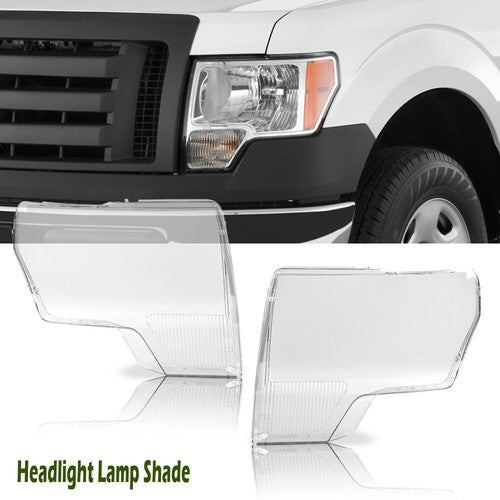 Solid Spare Fit For 2009-2014 Ford F150 F-150 Clear Headlight Replacement Lens Left+Right